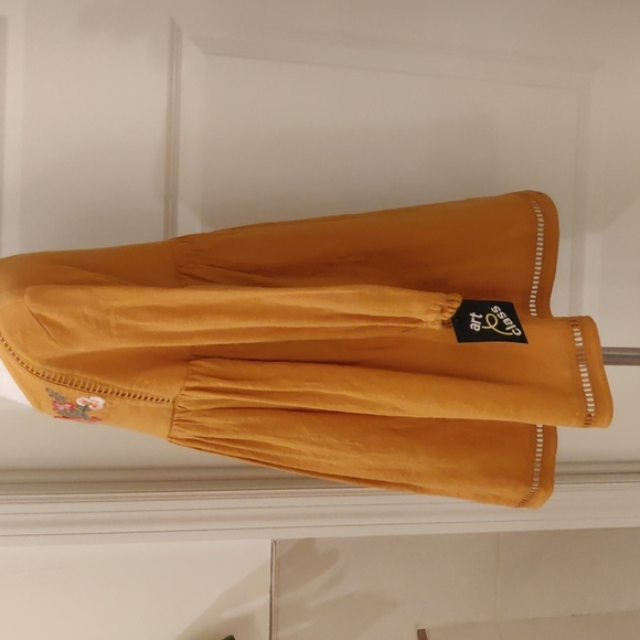 Art class 4T mustard/cider girls broidered long sleeves linen dress - Picture 2 of 8